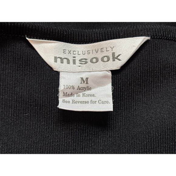 EUC Exclusively Misook Pullover Knit Top Sheer Long Sleeves Light Shoulder Pad M - Picture 5 of 5